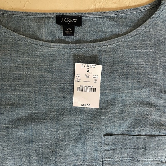 NWT J.Crew Chambray Popover with Pocket - Picture 2 of 5